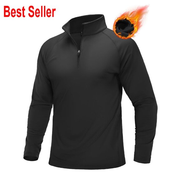 Quarter Zip Pullover Fleece Lined Thermal Sweatshirt Active Gym Workout Top